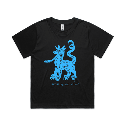 may my dog also attend? | witchy dog lover tee – women's boxy t-shirt