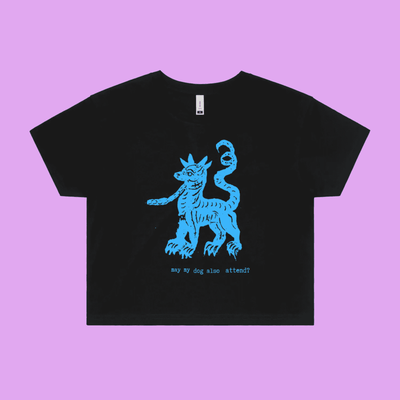 may my dog also attend? | witchy dog lover tee – crop