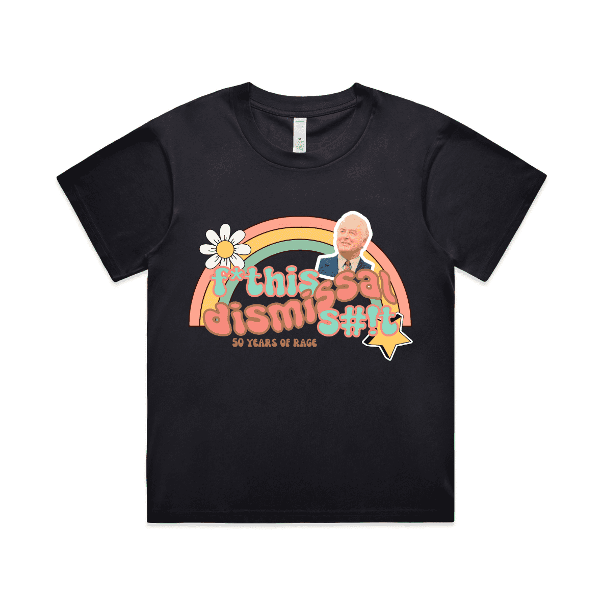 Dismissal 50th anniversary t-shirt NSFW- Gough Whitlam - women's boxy t-shirt - black- fthis