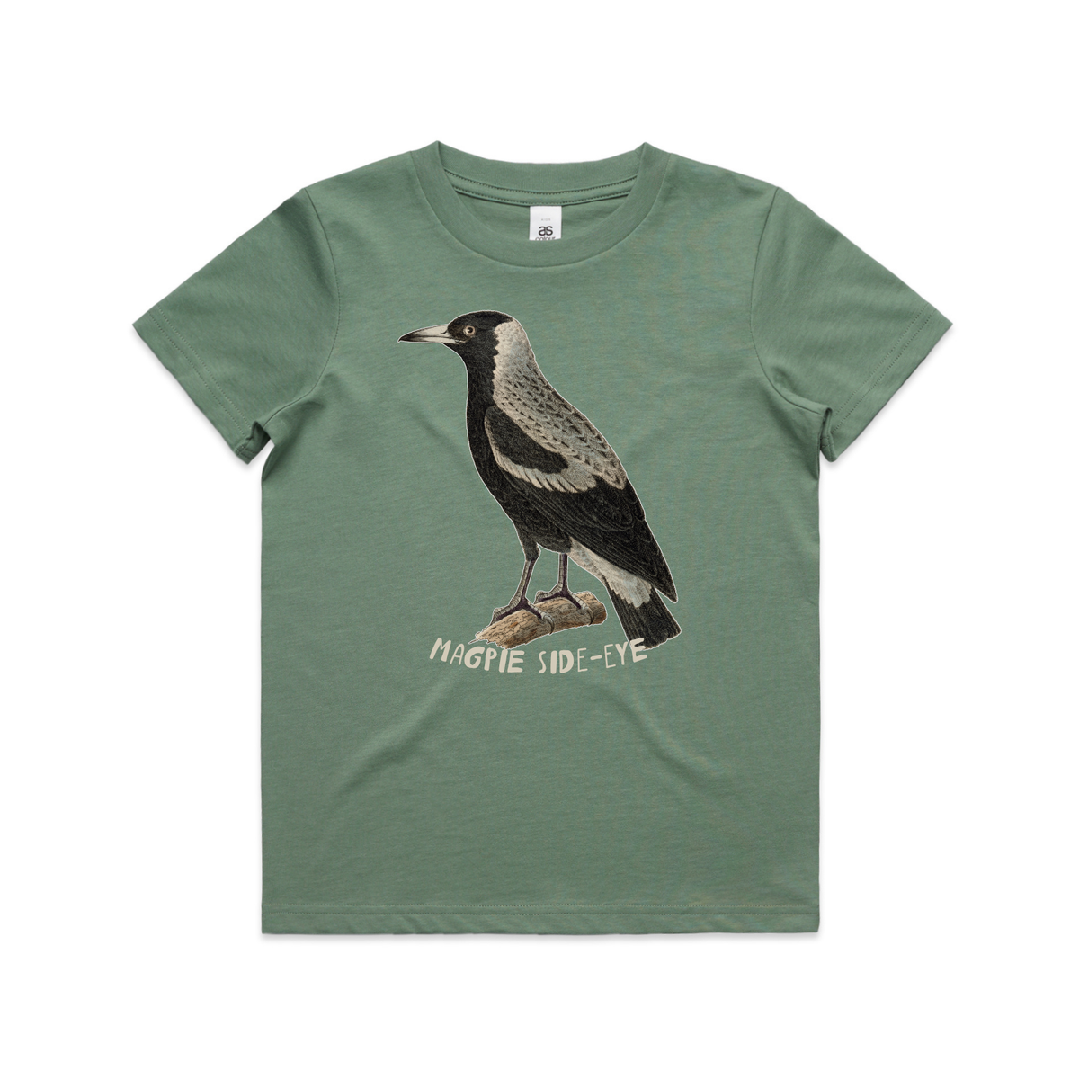 magpie side-eye | australian magpie kids t-shirt