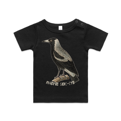 magpie side-eye | australian magpie kids t-shirt