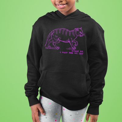 I must feed my cat | vintage design kids hoodie