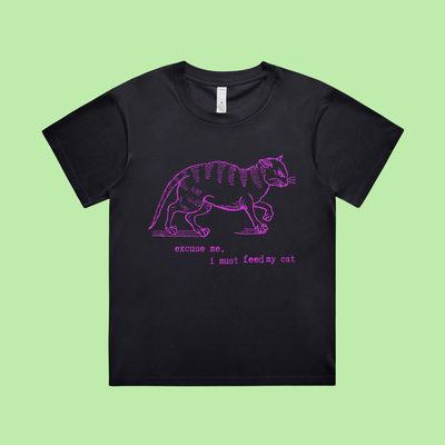 I must feed my cat - vintage design - introvert cat lover