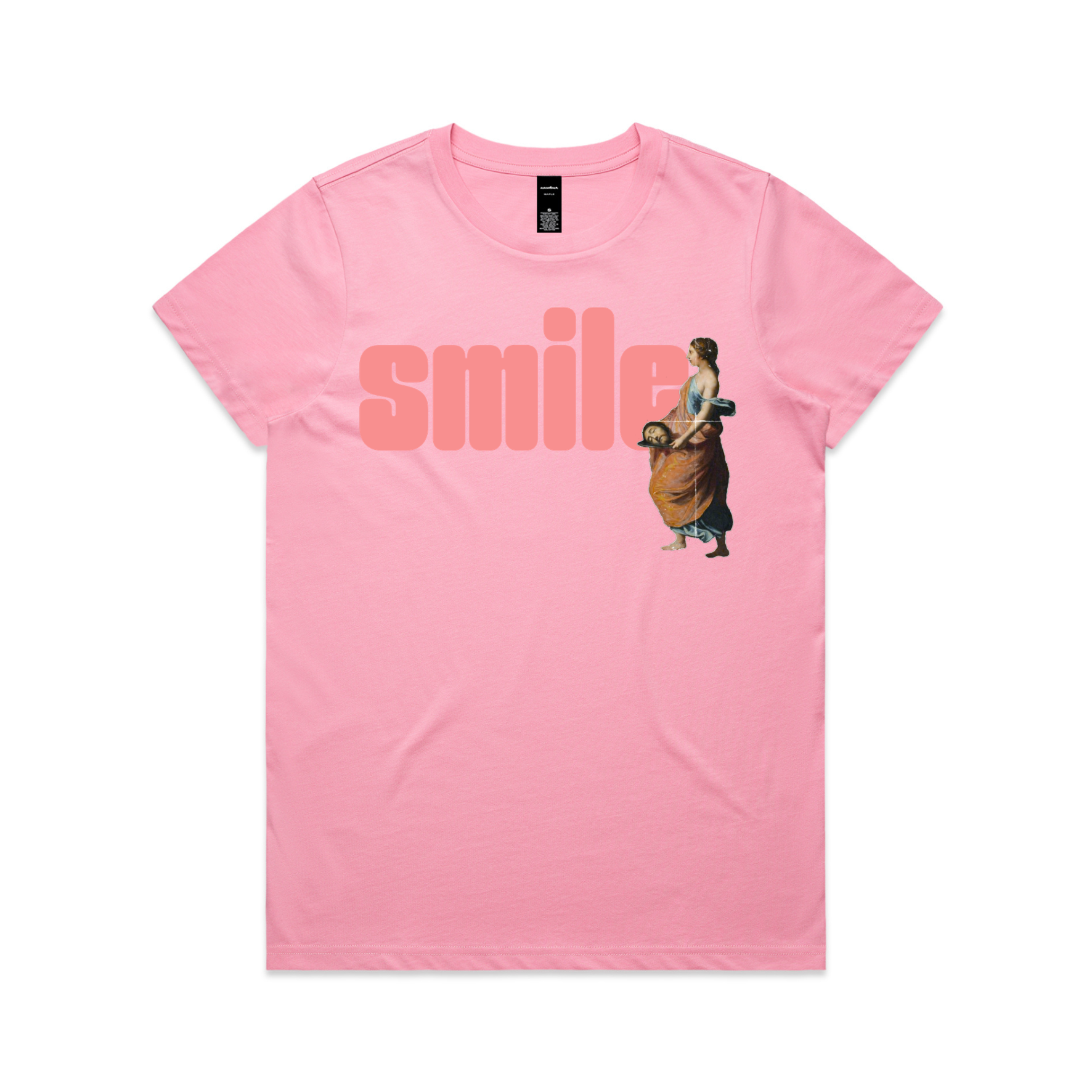 Smile feminist t-shirt, women's relaxed fit, in bubblegum — fthis