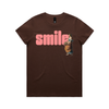 Smile feminist t-shirt, women's relaxed fit, in chestnut — fthis