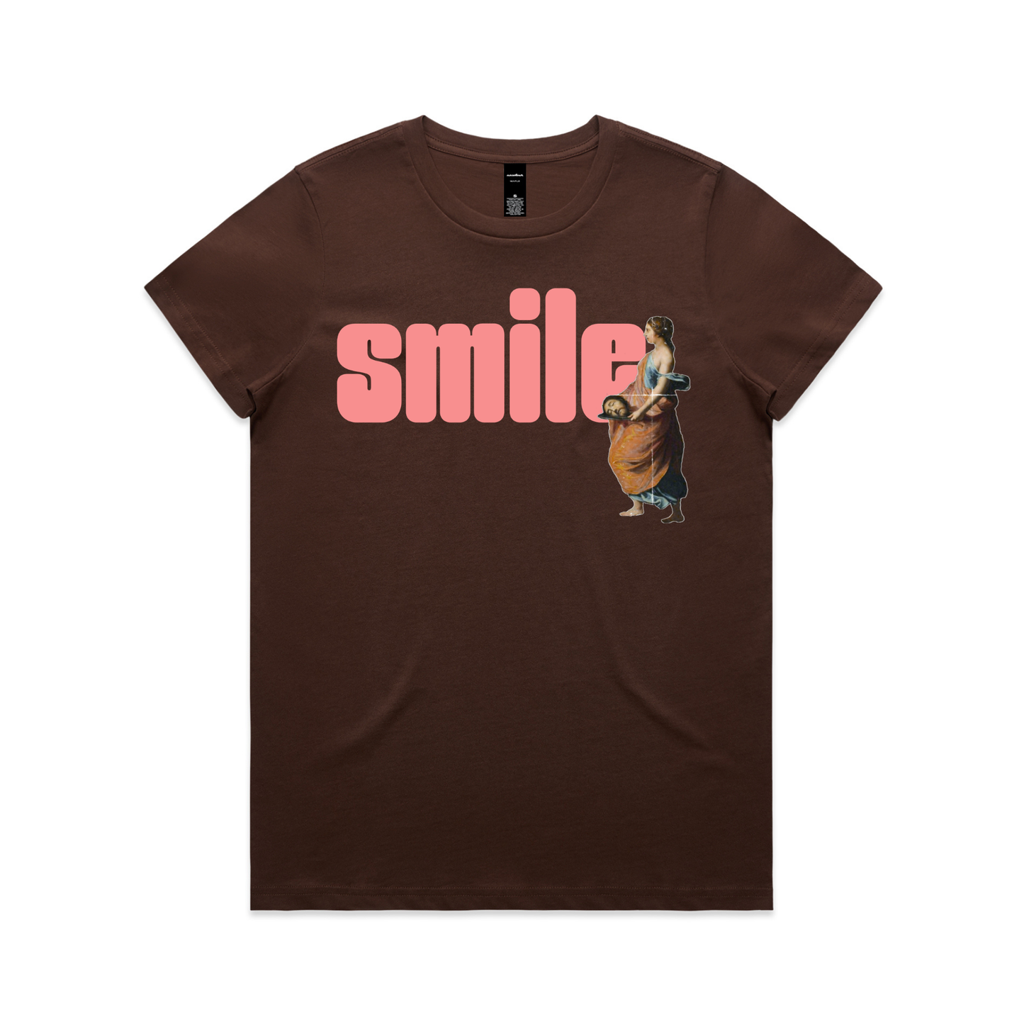 Smile feminist t-shirt, women's relaxed fit, in chestnut — fthis