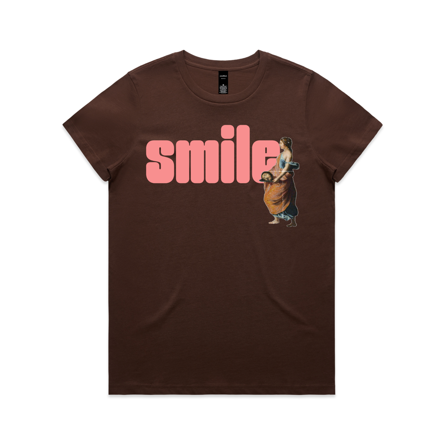 Smile feminist t-shirt, women's relaxed fit, in chestnut — fthis