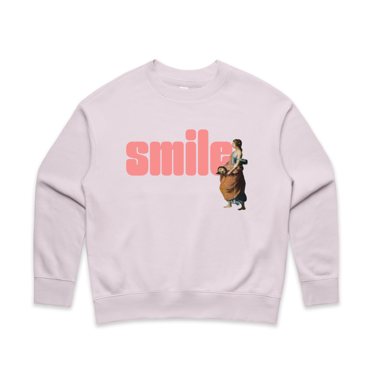 smile feminist women's crew sweatshirt in orchid — fthis