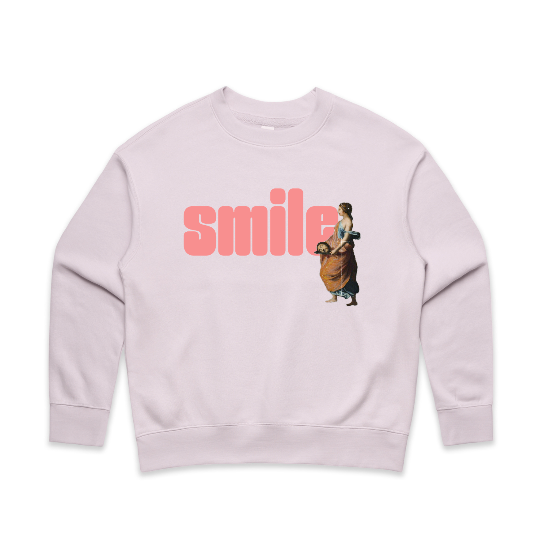 smile feminist women's crew sweatshirt in orchid — fthis