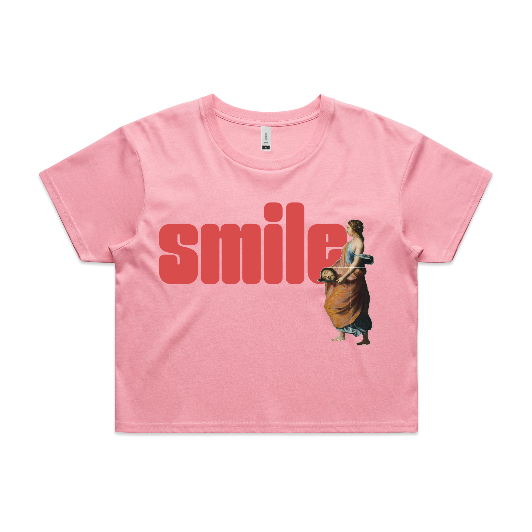 Smile feminist crop t-shirt in bubblegum — fthis
