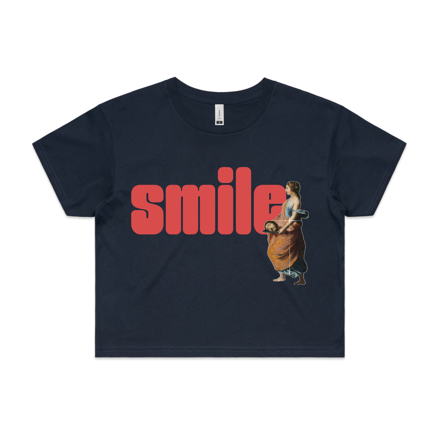 Smile feminist crop t-shirt in navy — fthis
