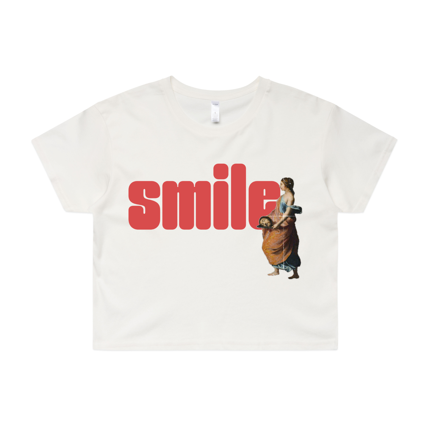 Smile feminist crop t-shirt in natural — fthis