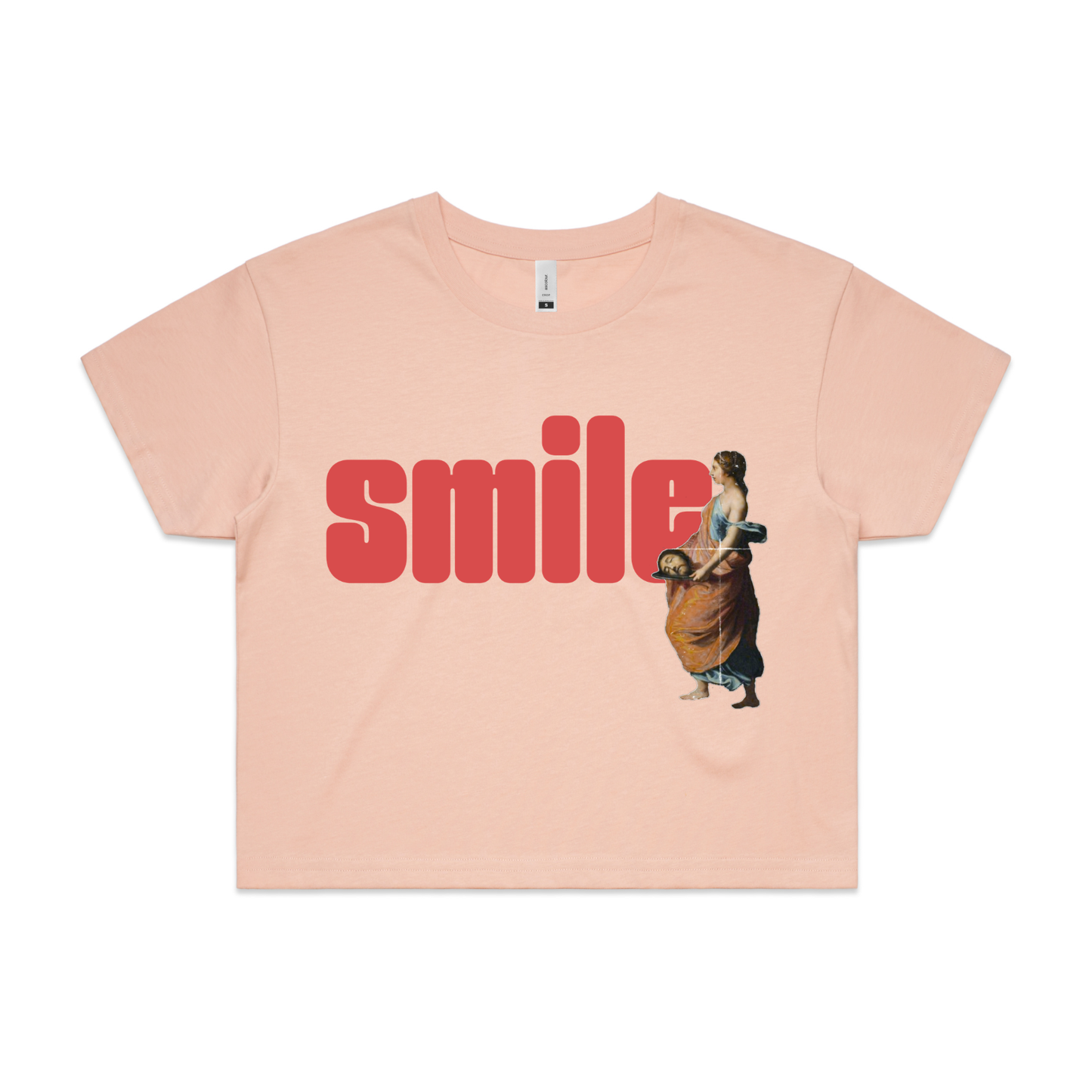 Smile feminist crop t-shirt in pale pink — fthis