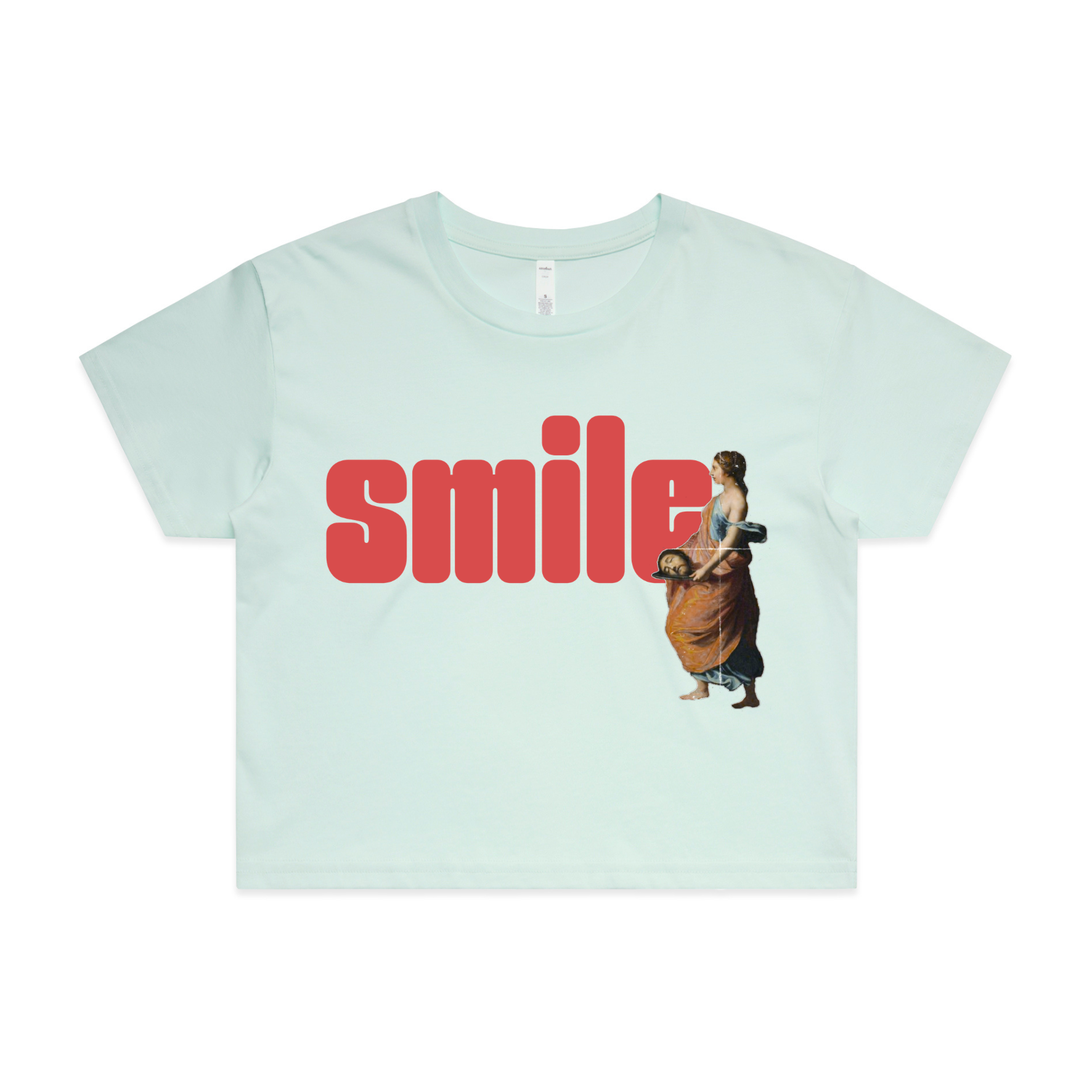 Smile feminist crop t-shirt in seafoam — fthis
