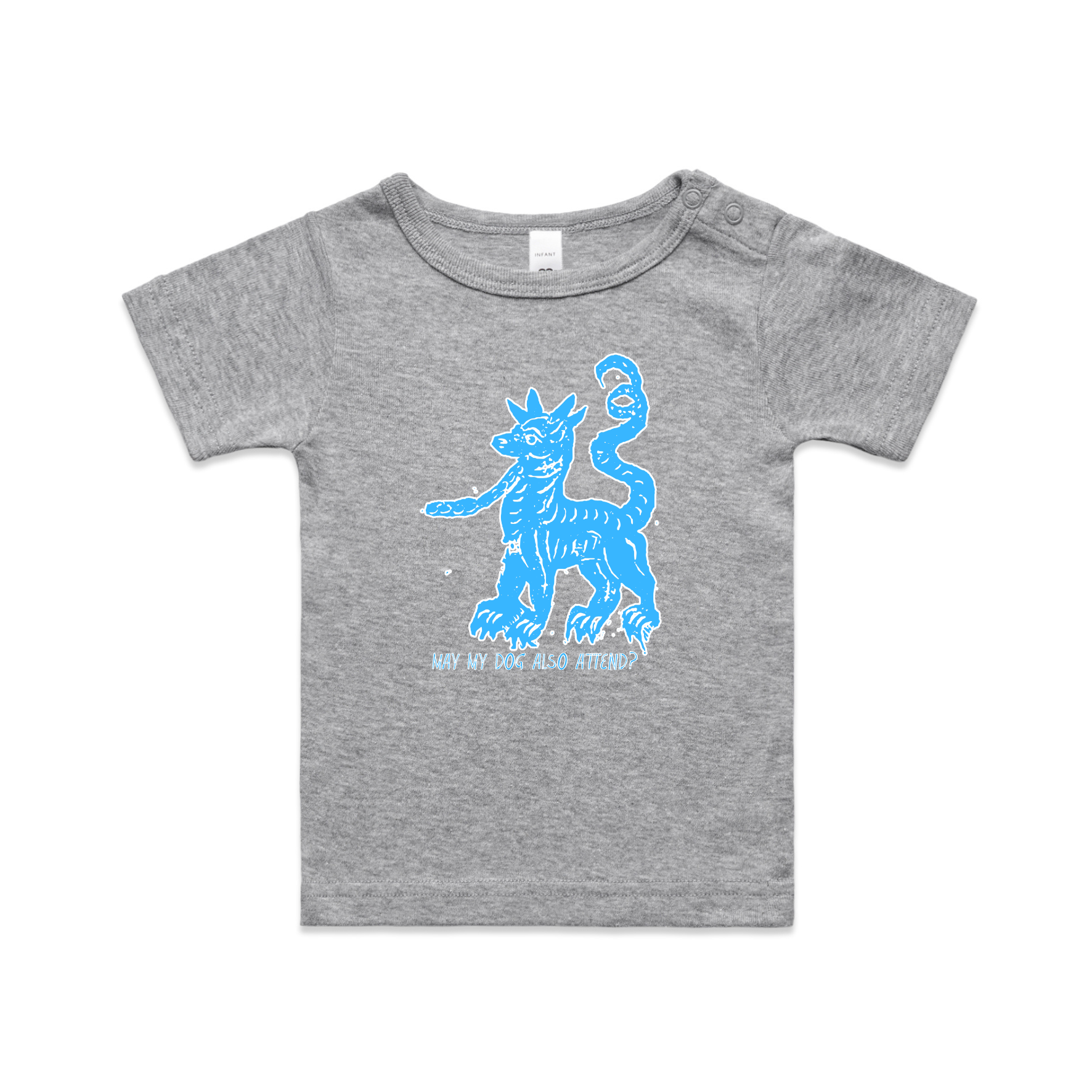 May my dog also attend witchy dog lover baby wee tee in grey marle — fthis