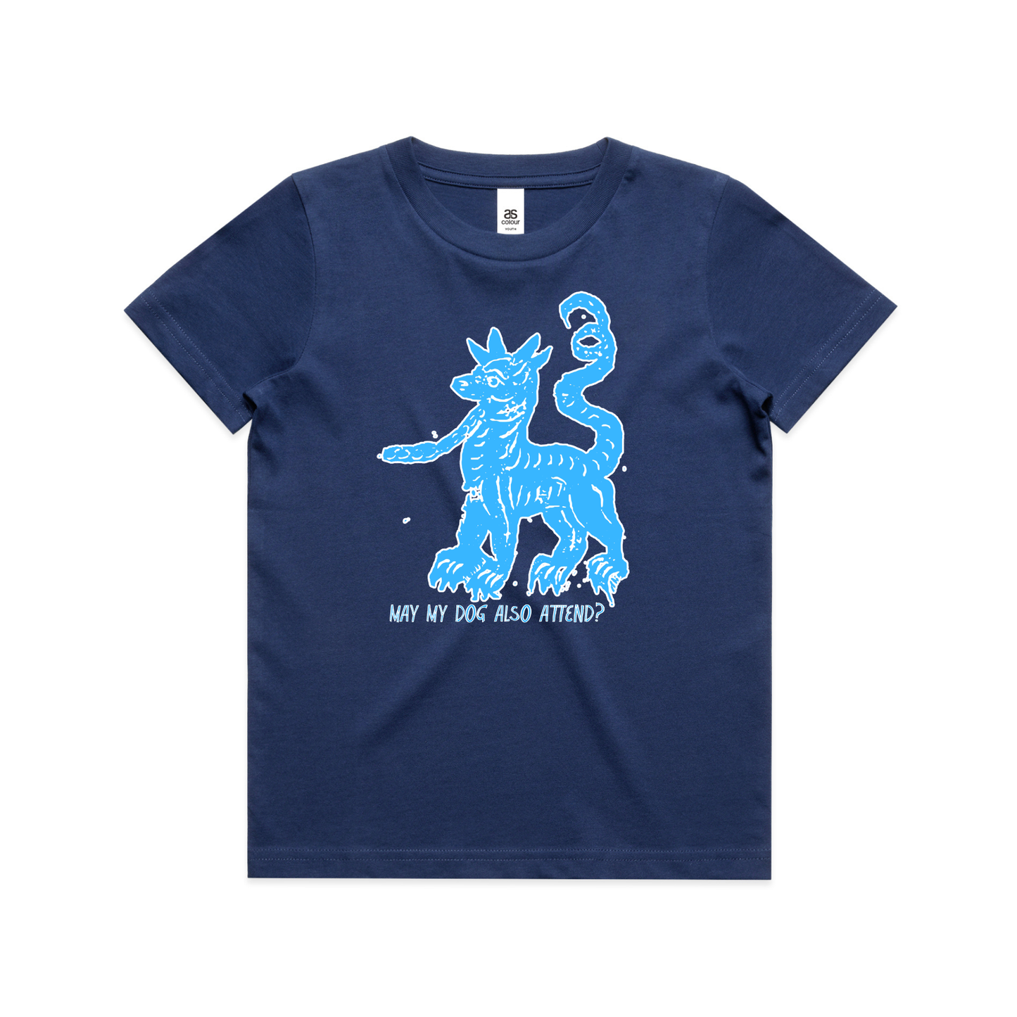 May my dog also attend witchy dog lover kids t-shirt in cobalt — fthis