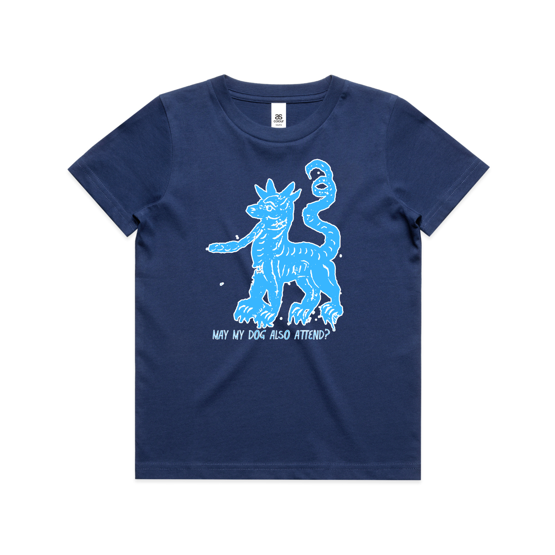 May my dog also attend witchy dog lover kids t-shirt in cobalt — fthis