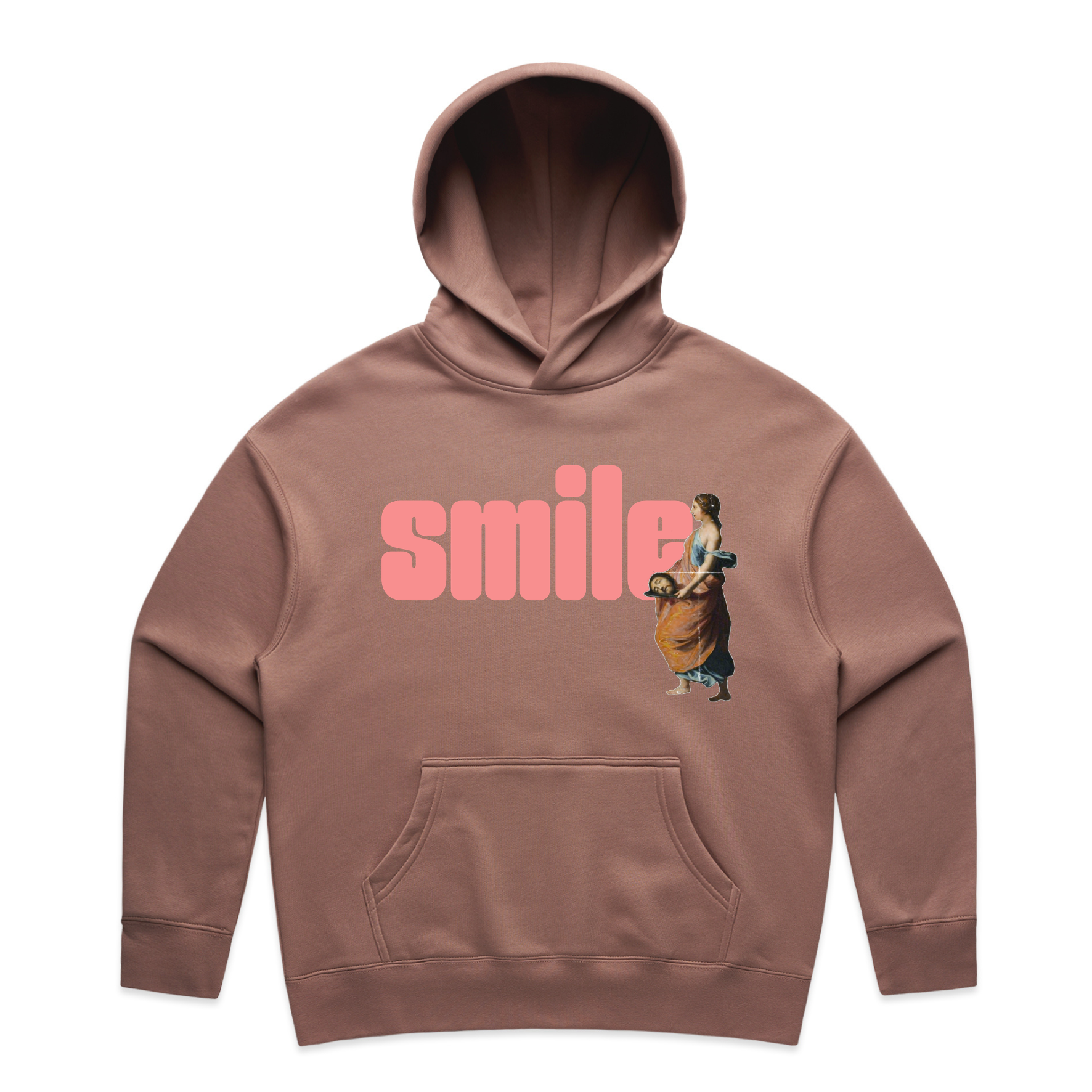 smile feminist women's hoodie in hazy pink — fthis