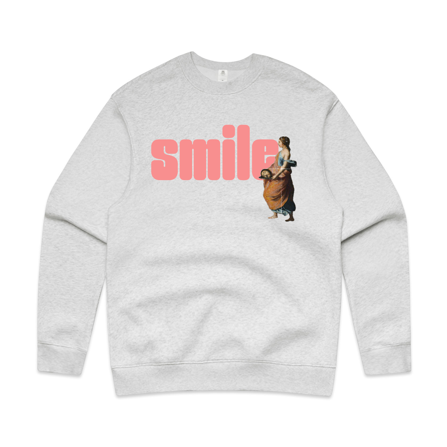 smile feminist unisex crew sweatshirt in white marle — fthis