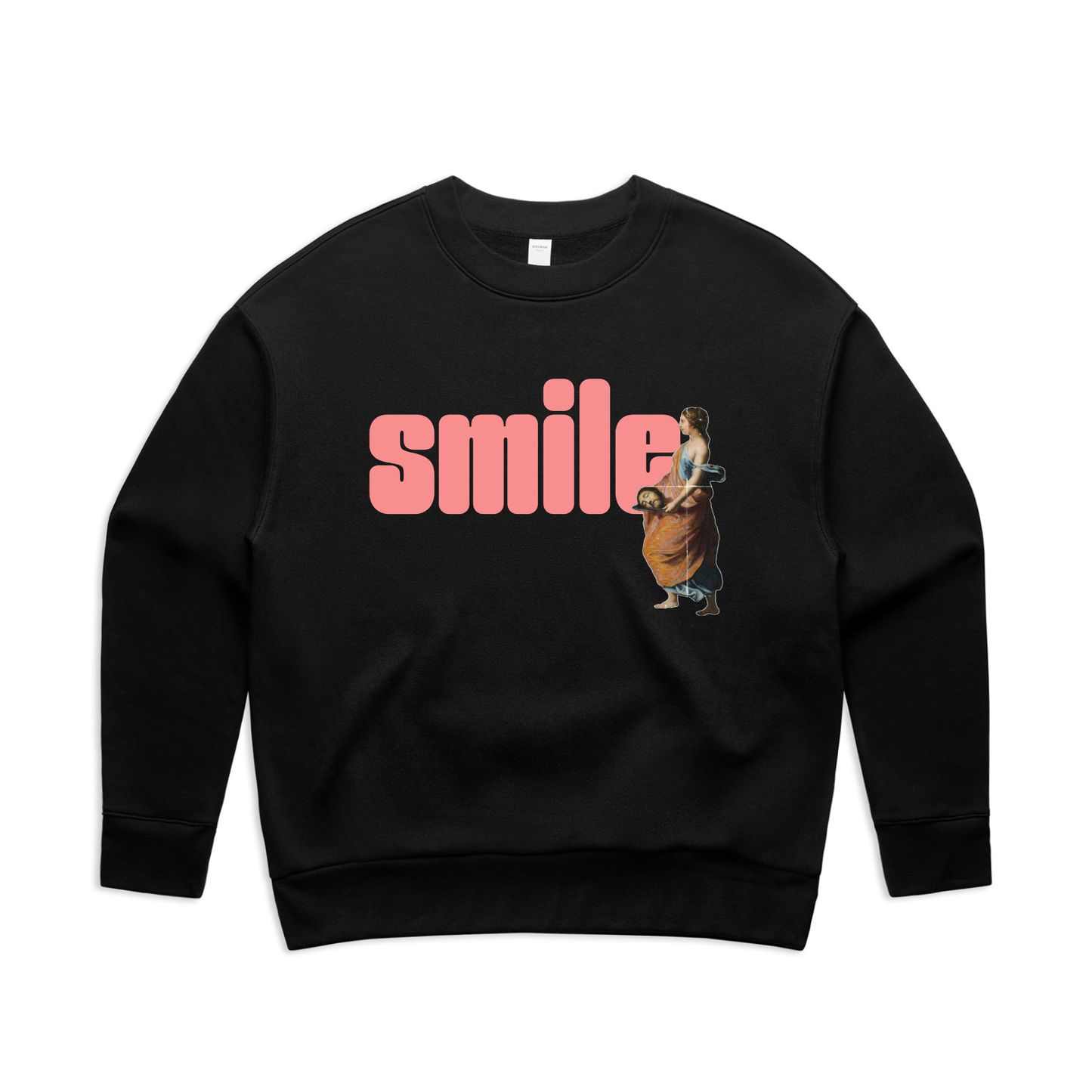smile feminist women's crew sweatshirt in black — fthis