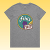 F*this s#!t - grey marle maple women's protest t-shirt featuring a retro circular “fthis shit” graphic with a raised purp