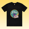 F*this s#!t - white staple unisex protest t-shirt featuring a retro circular “fthis sht” graphic with a raised purple fis