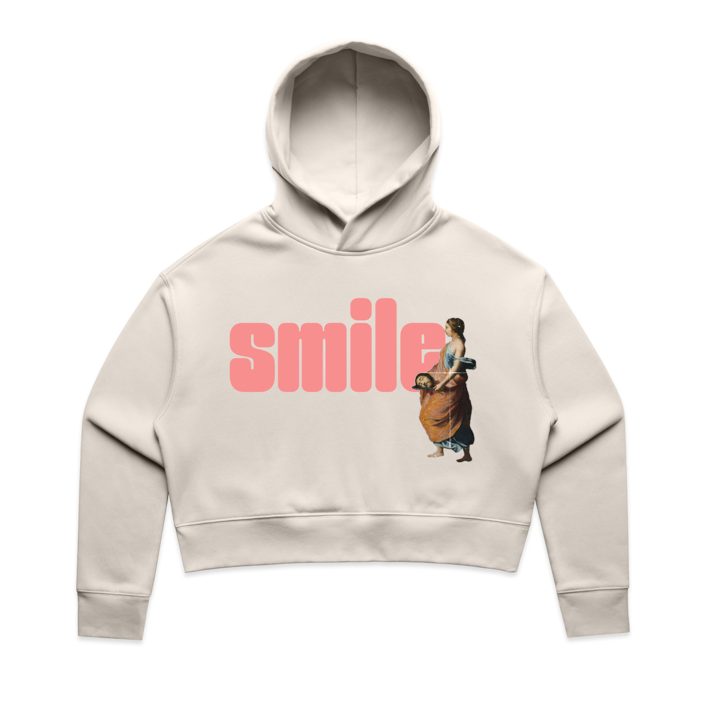 smile feminist crop hoodie in bone — fthis