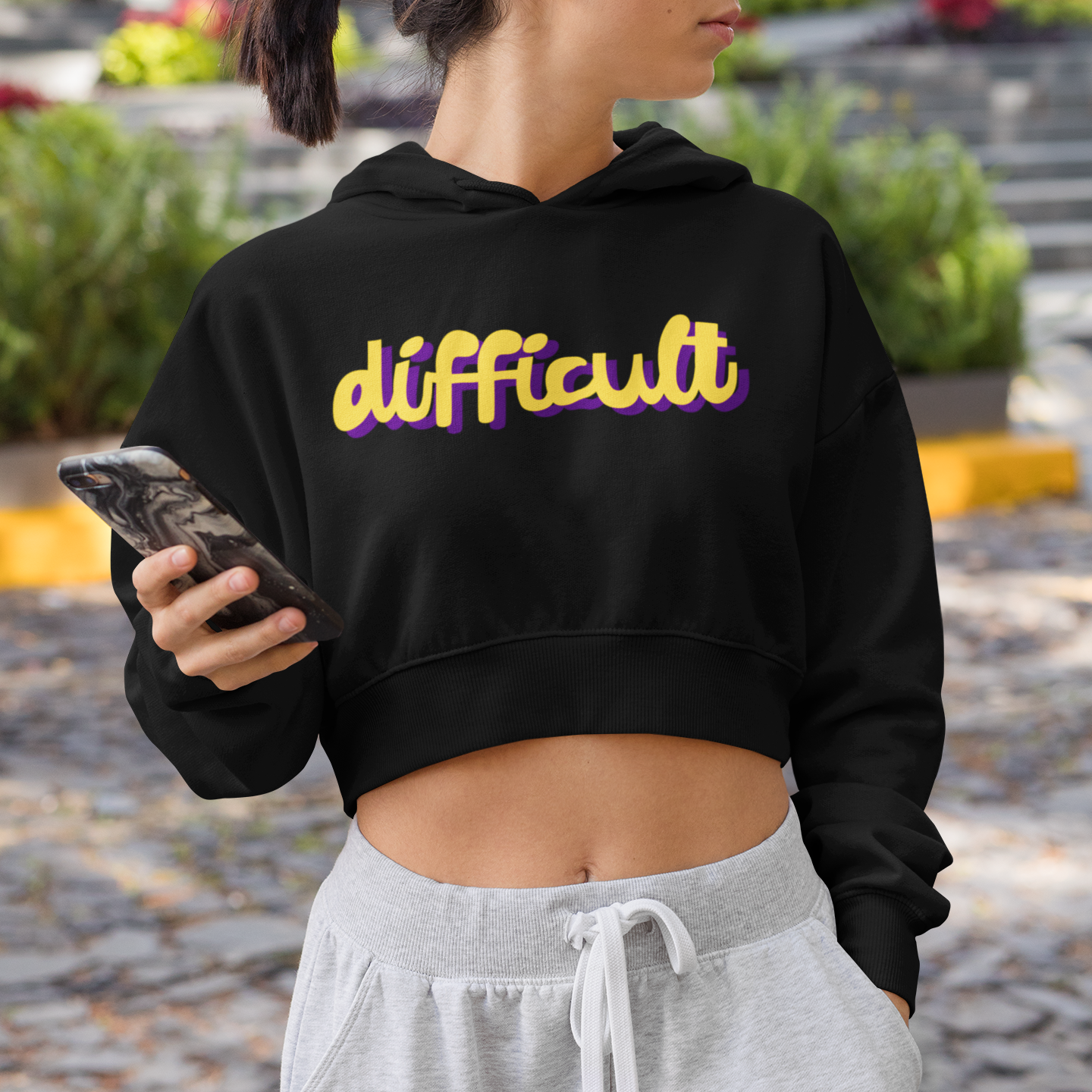 difficult | bold typography hoodie - feminists speak up