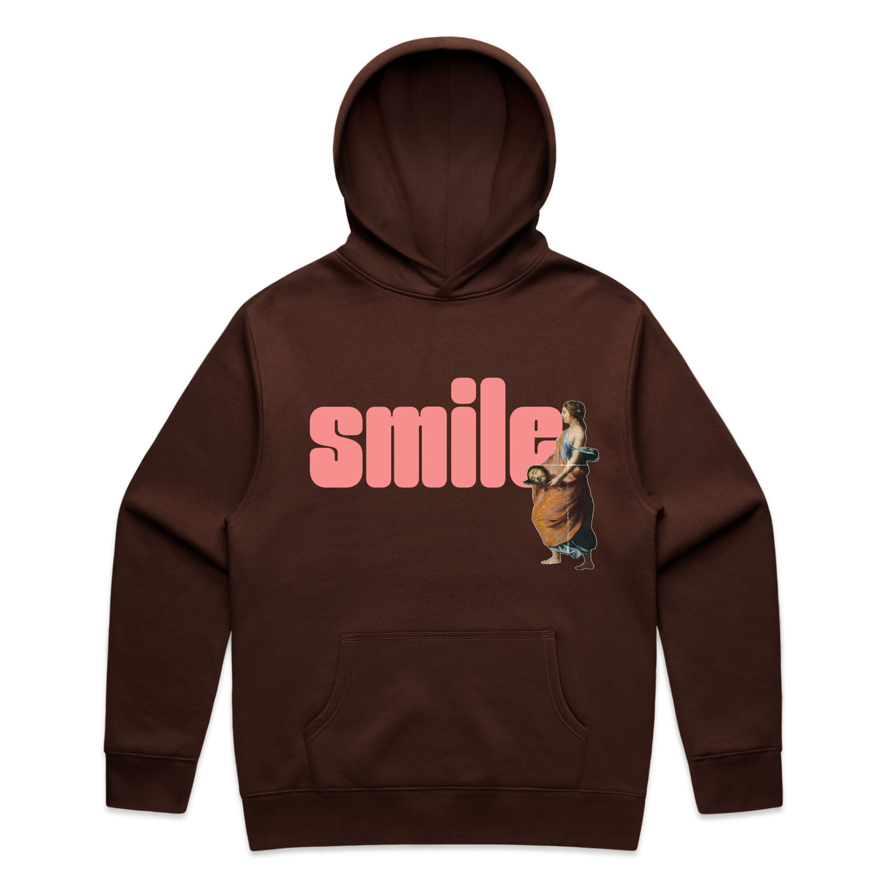 smile feminist unisex hoodie in chestnut — fthis