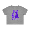 Still single and barren feminist t-shirt in grey marle, crop — fthis