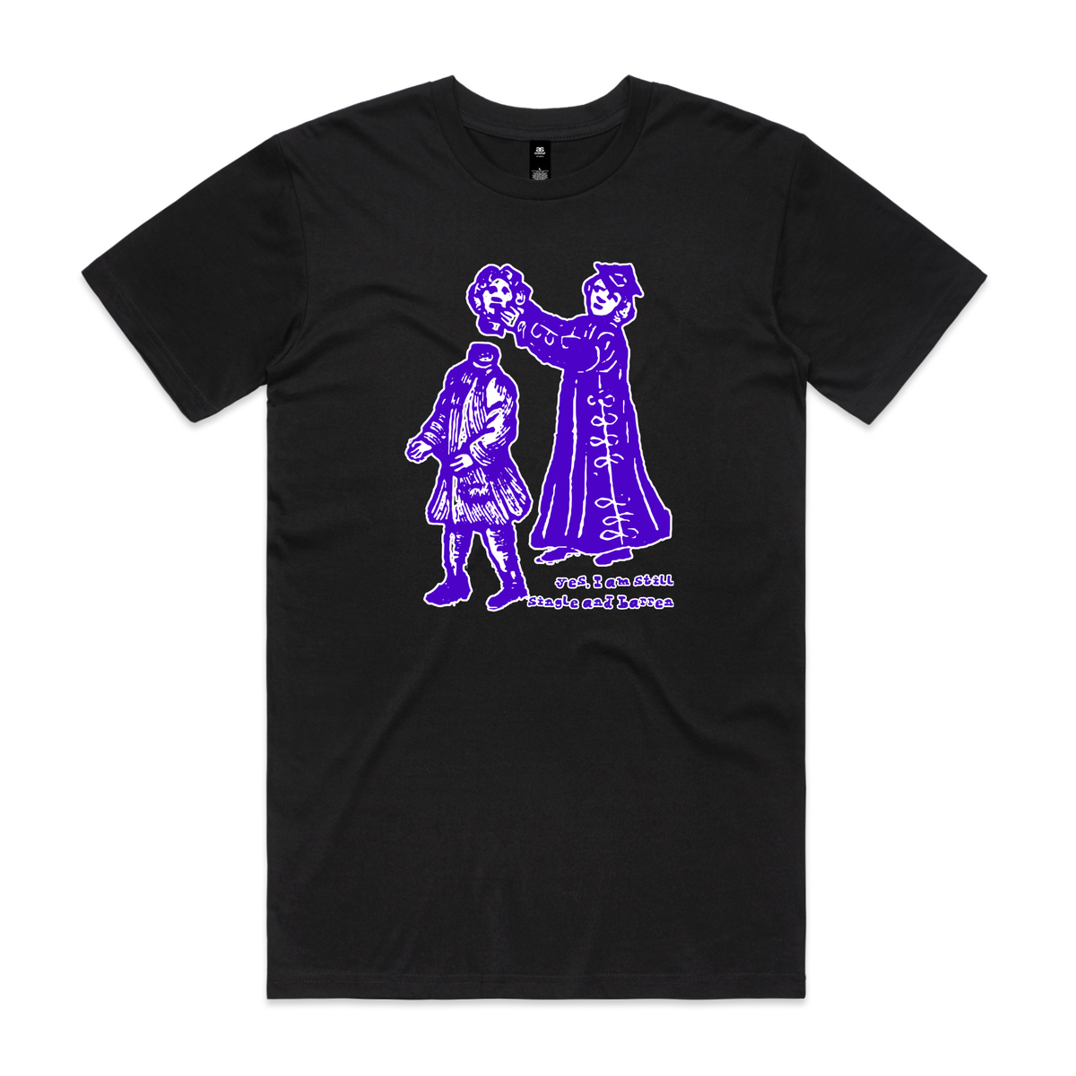 Still single and barren feminist t-shirt in black, unisex — fthis