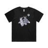 Broomstick witch and imp feminist t-shirt in black, womens boxy fit — fthis