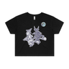 Broomstick witch and imp feminist crop t-shirt in black — fthis