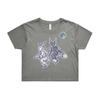 Broomstick witch and imp feminist crop t-shirt in shadow — fthis