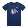 Broomstick witch and imp feminist t-shirt in cobalt, unisex — fthis