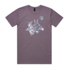 Broomstick witch and imp feminist t-shirt in mauve, unisex — fthis