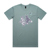 Broomstick witch and imp feminist t-shirt in mineral, unisex — fthis