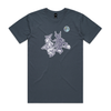 Broomstick witch and imp feminist t-shirt in petrol blue, unisex — fthis