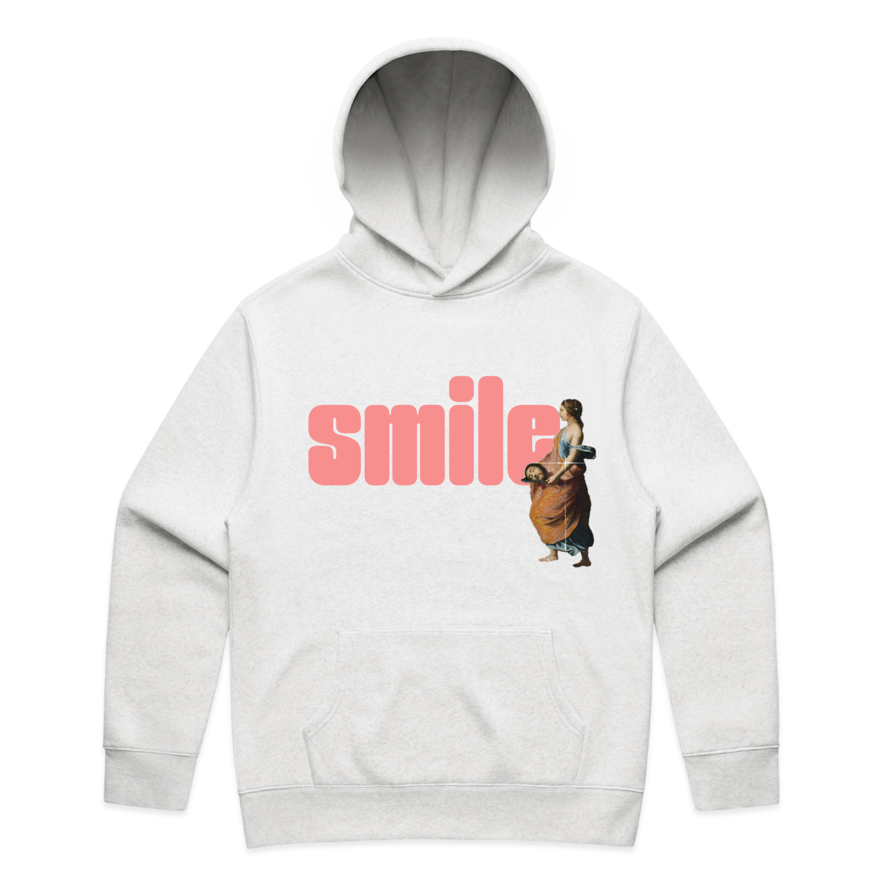 smile feminist unisex hoodie in white marle — fthis