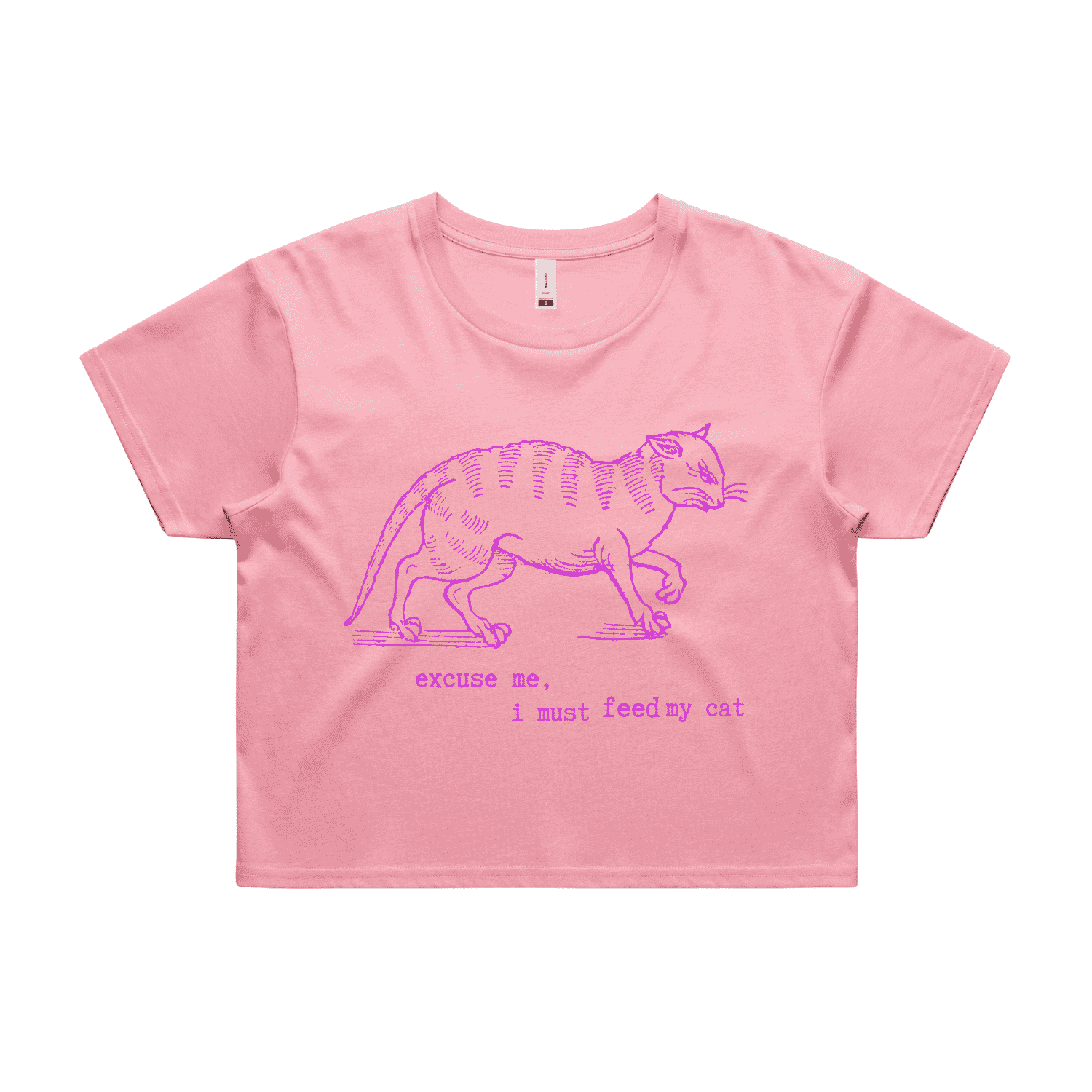 "I must feed my cat" vintage cat lover t-shirt - crop - bubblegum - fthis