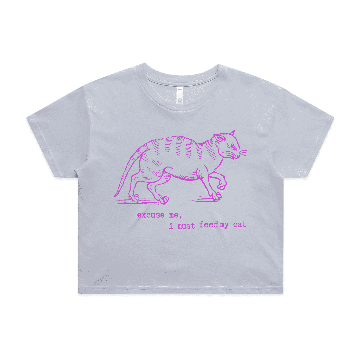 "I must feed my cat" vintage cat lover t-shirt - crop - powder - fthis