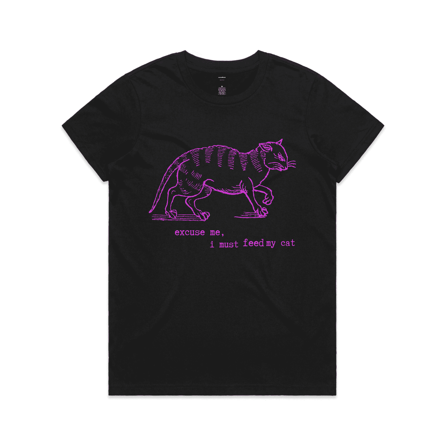 "I must feed my cat" vintage cat lover t-shirt - womens - black - fthis