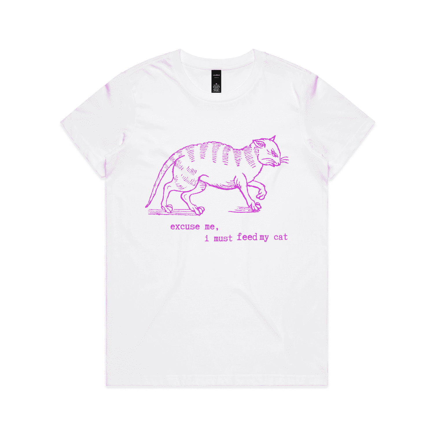 "I must feed my cat" vintage cat lover t-shirt - womens - white - fthis