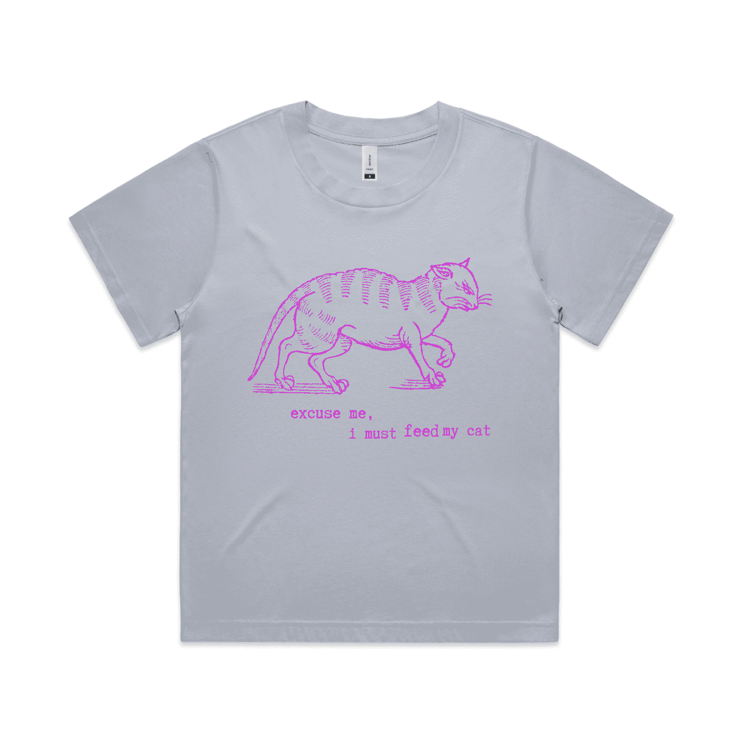 "I must feed my cat" vintage cat lover t-shirt - womens boxy - powder - fthis