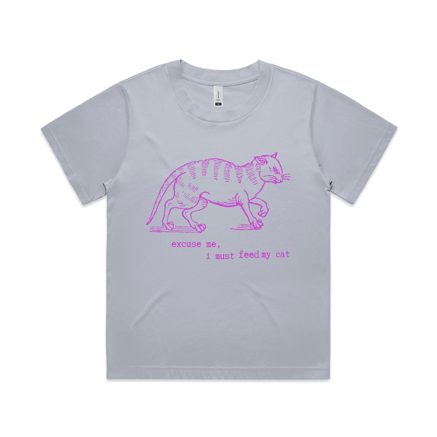 "I must feed my cat" vintage cat lover t-shirt - womens boxy - powder - fthis