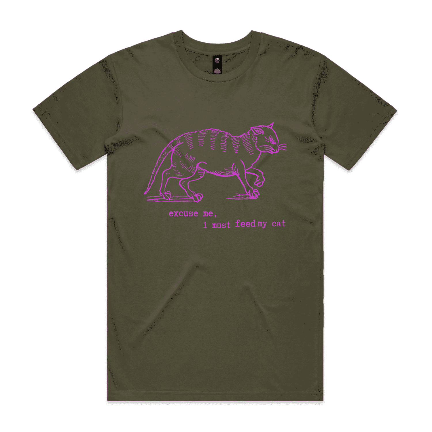 "I must feed my cat" vintage cat lover t-shirt - unisex - army - fthis