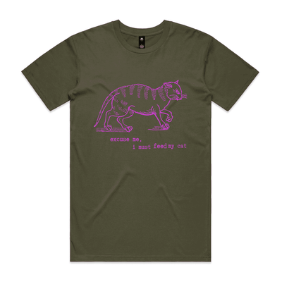 "I must feed my cat" vintage cat lover t-shirt - unisex - army - fthis