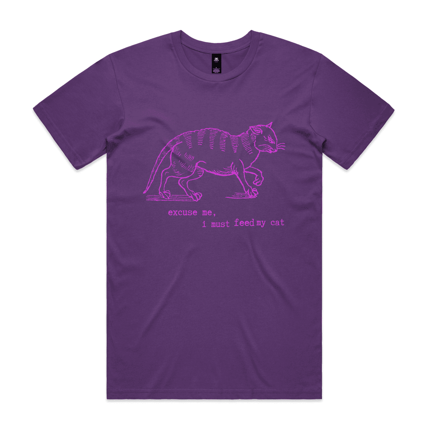 "I must feed my cat" vintage cat lover t-shirt - unisex - purple - fthis