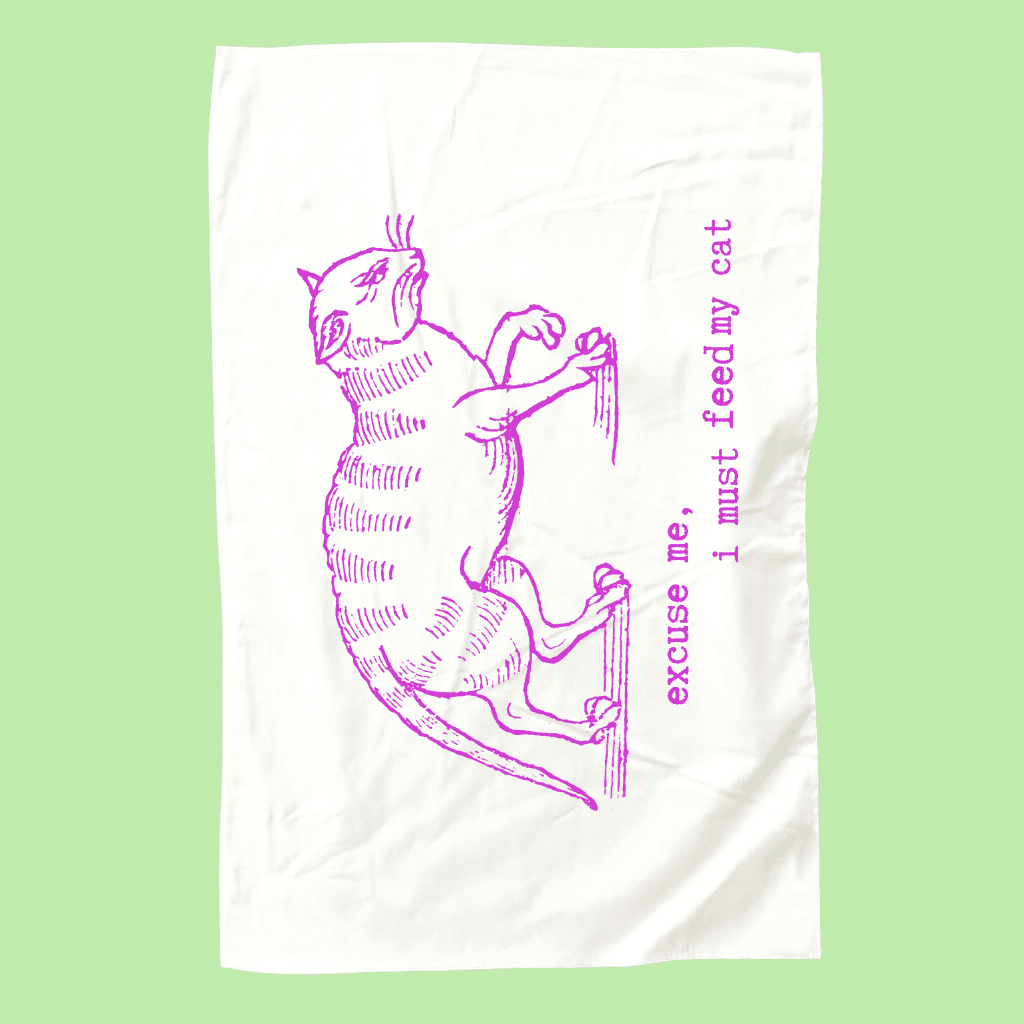 "I must feed my cat" vintage cat lover tea towel - fthis