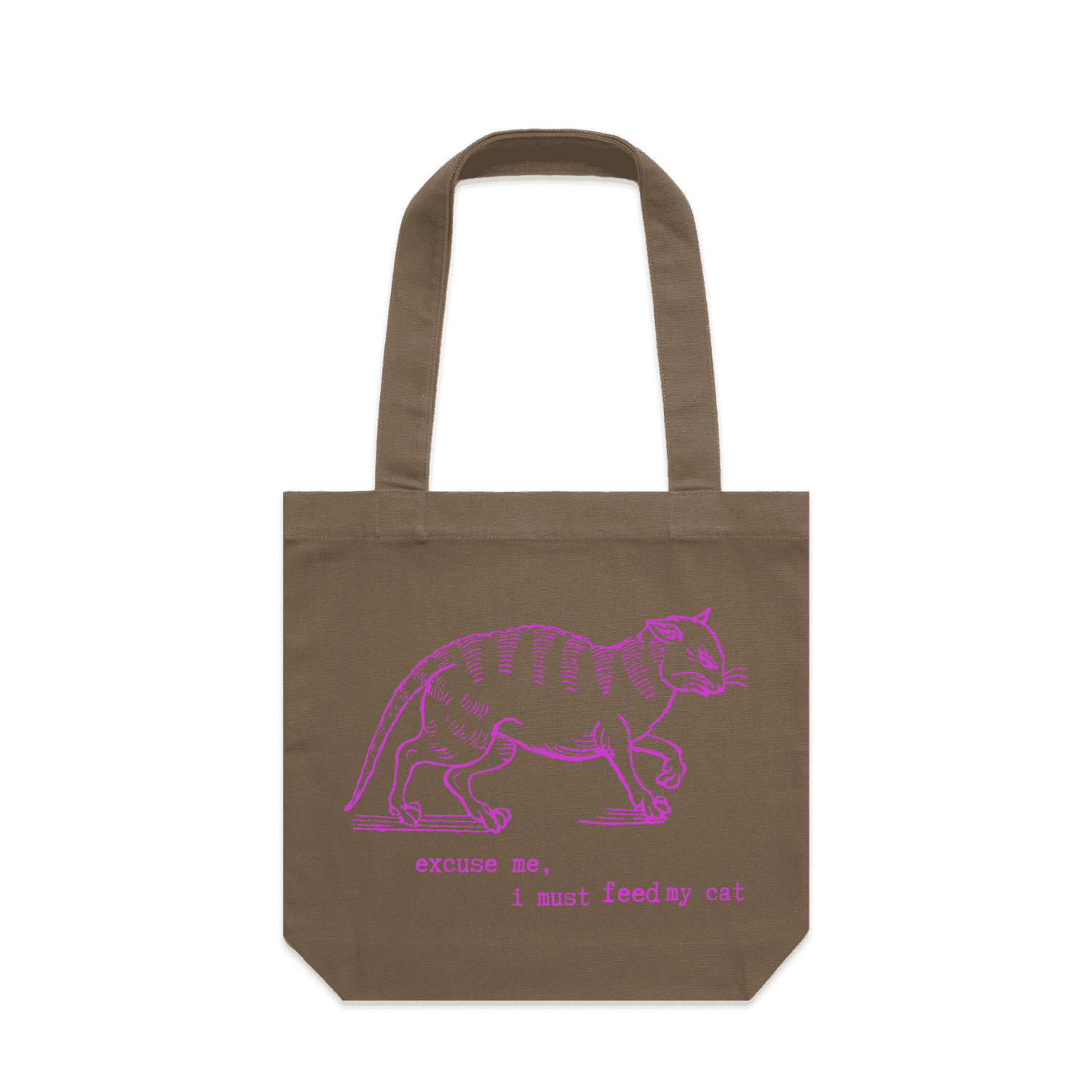"I must feed my cat" vintage cat lover tote bag in walnut - fthis